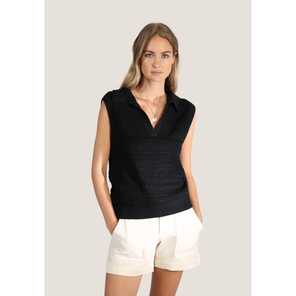 NEW DYLAN blair polo sweater in black